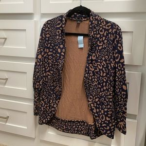 Ann Taylor Leopard Long Open Cardigan